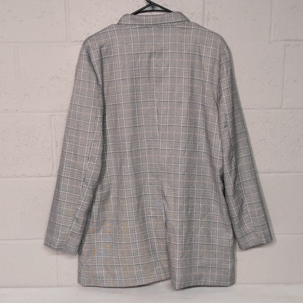 Plaid Women's Blazer, Relaxed Fit Longline Blazer Size Large, 90s minimalism - Picture 5 of 7